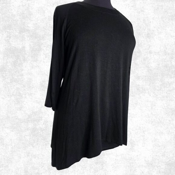 Lane Bryant Black Tunic w/ Satin Trim Collar – Size 14/16 - Picture 2 of 8